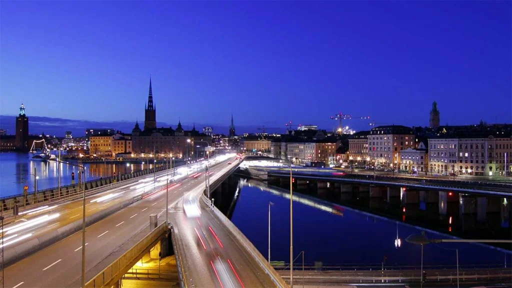 photo of stockholm by night